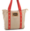 Authentic LOUIS VUITTON Antigua Cabas MM Tote Bag Beige Red M40035 LV 4355C