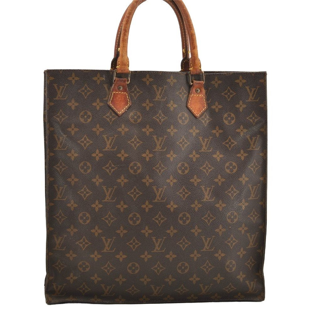 Authentic Louis Vuitton Monogram Sac Plat Hand Tote Bag M51140 LV Junk 4357I