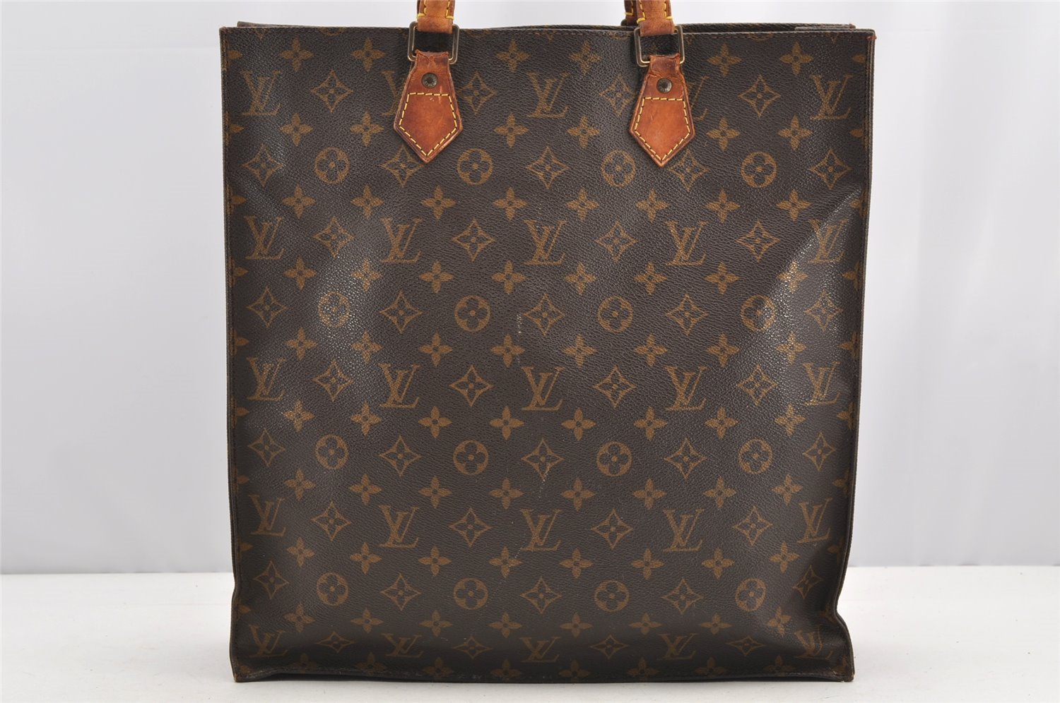 Authentic Louis Vuitton Monogram Sac Plat Hand Tote Bag M51140 LV Junk 4357I