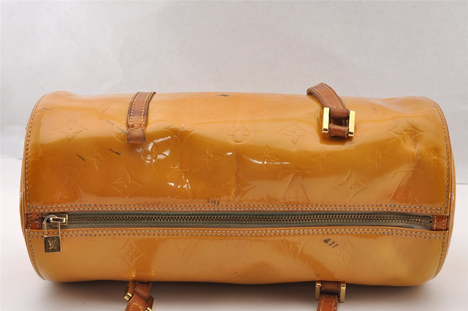 Authentic Louis Vuitton Vernis Bedford Hand Bag Yellow Beige M91006 Junk 4359I