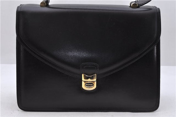 Authentic Ferragamo Leather Shoulder Hand Bag Black 4364D