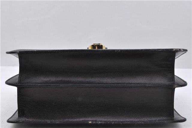 Authentic Ferragamo Leather Shoulder Hand Bag Black 4364D