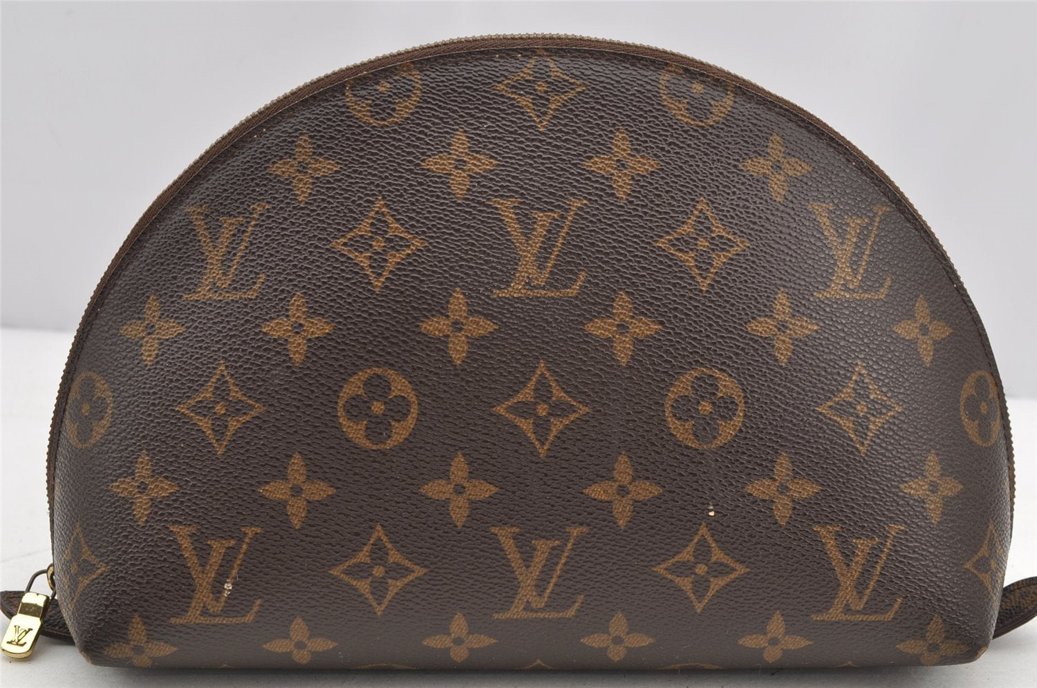 Authentic Louis Vuitton Monogram Trousse Demi Ronde 23 Pouch M47520 Junk 4371I