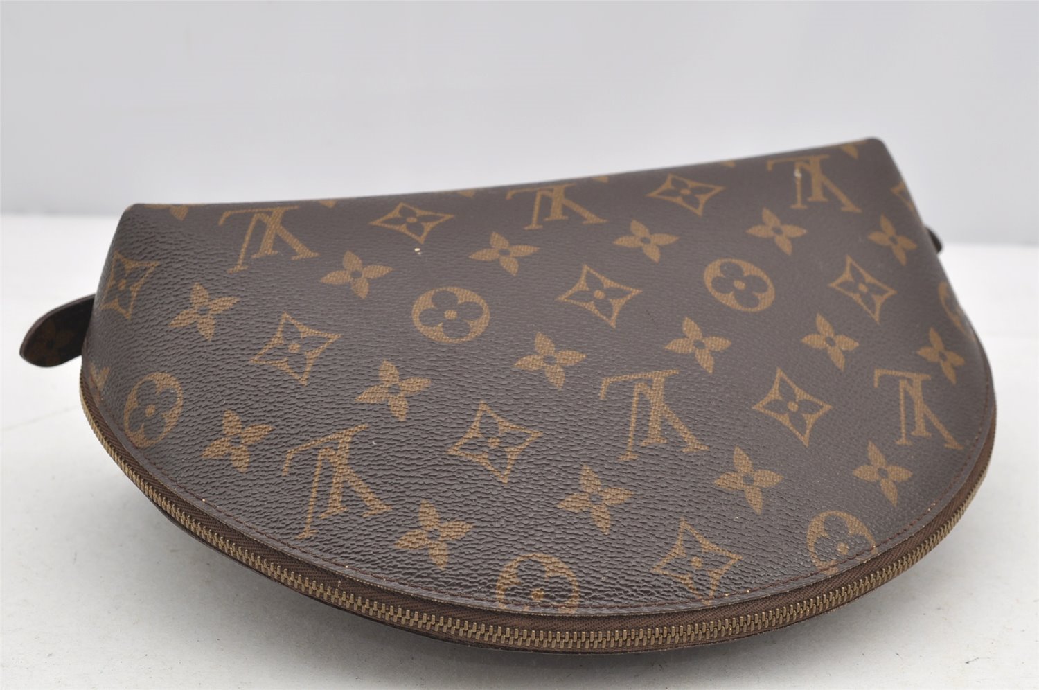 Authentic Louis Vuitton Monogram Trousse Demi Ronde 23 Pouch M47520 Junk 4371I