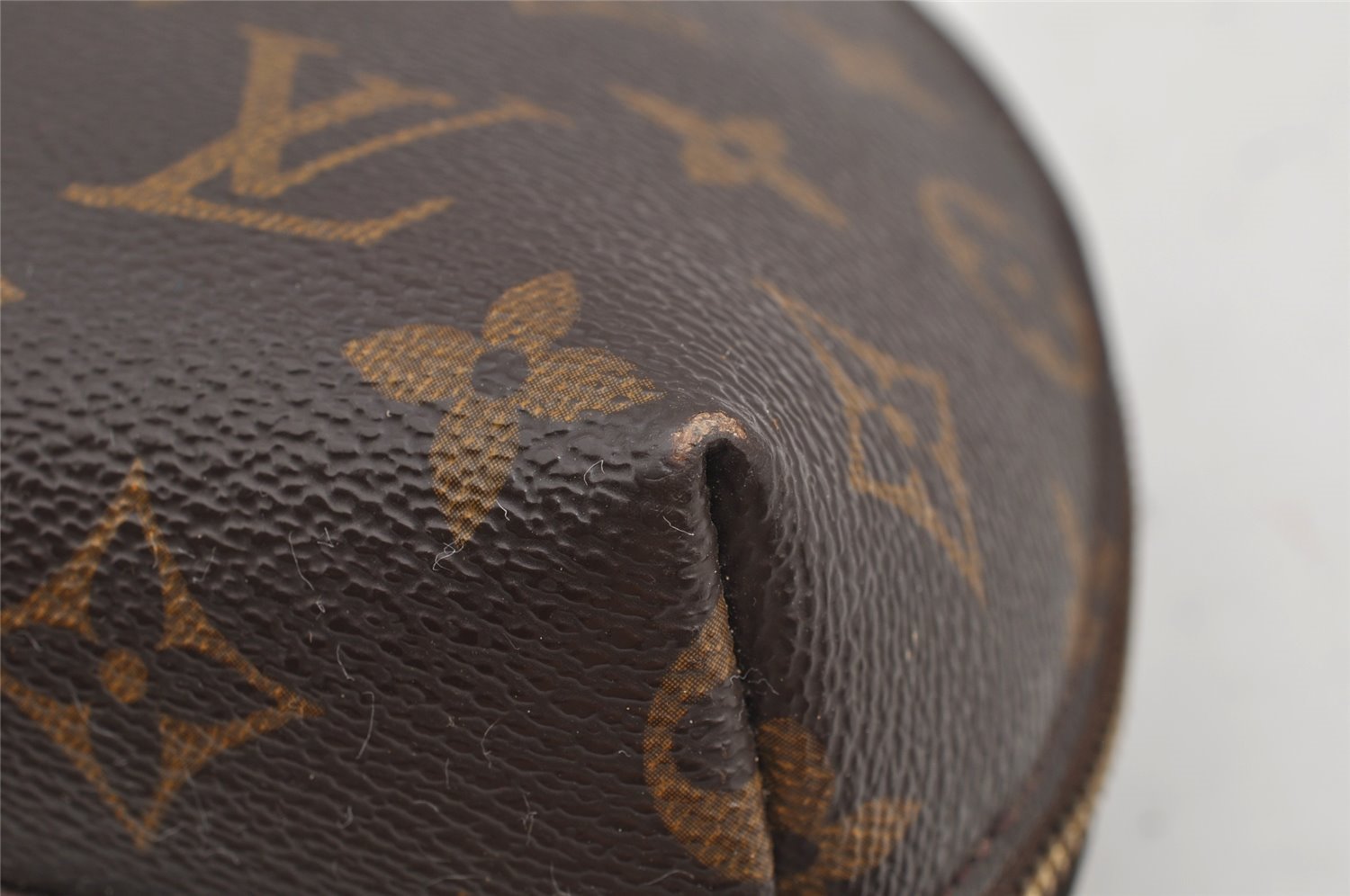 Authentic Louis Vuitton Monogram Trousse Demi Ronde 23 Pouch M47520 Junk 4371I