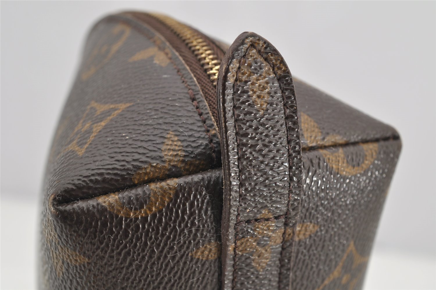 Authentic Louis Vuitton Monogram Trousse Demi Ronde 23 Pouch M47520 Junk 4371I