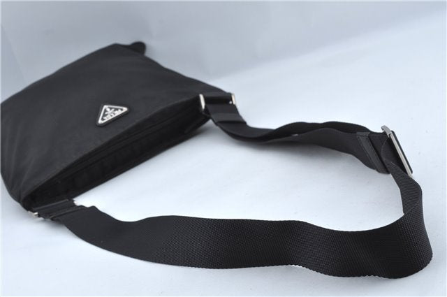 Authentic PRADA Nylon Tessuto Leather Shoulder Cross Body Bag Purse Black 4376C
