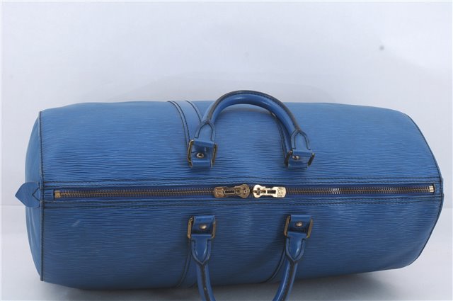 Authentic Louis Vuitton Epi Keepall 45 Boston Travel Bag Blue M42975 LV 4378D