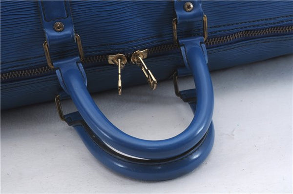 Authentic Louis Vuitton Epi Keepall 45 Boston Travel Bag Blue M42975 LV 4378D