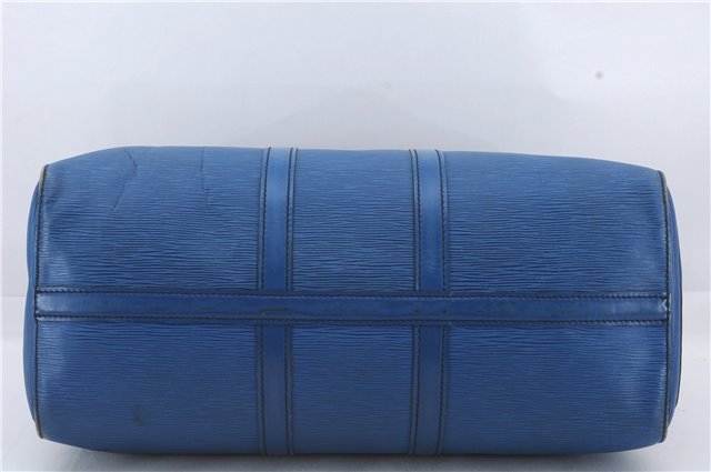 Authentic Louis Vuitton Epi Keepall 45 Boston Travel Bag Blue M42975 LV 4378D