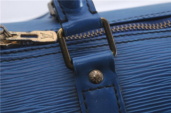 Authentic Louis Vuitton Epi Keepall 45 Boston Travel Bag Blue M42975 LV 4378D