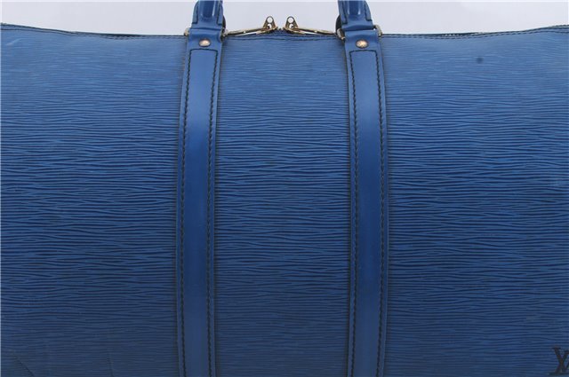 Authentic Louis Vuitton Epi Keepall 45 Boston Travel Bag Blue M42975 LV 4378D