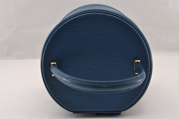 Authentic Louis Vuitton Epi Cannes Cosmetic Hand Bag Purse Blue M48035 LV 4380I