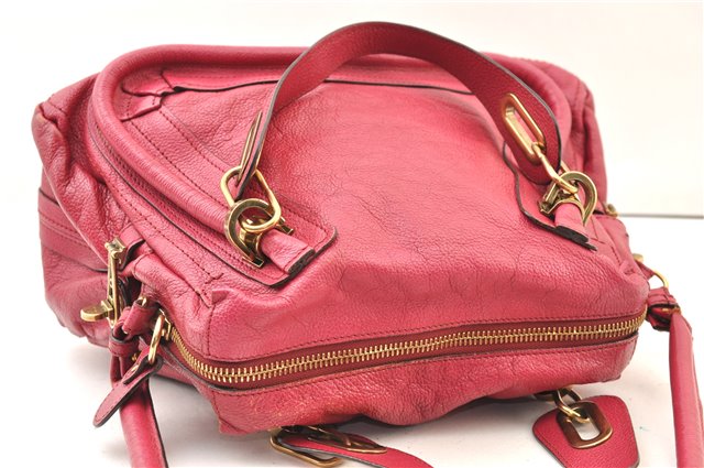 Authentic Chloe Paraty Vintage 2Way Shoulder Hand Bag Purse Leather Pink 4382F