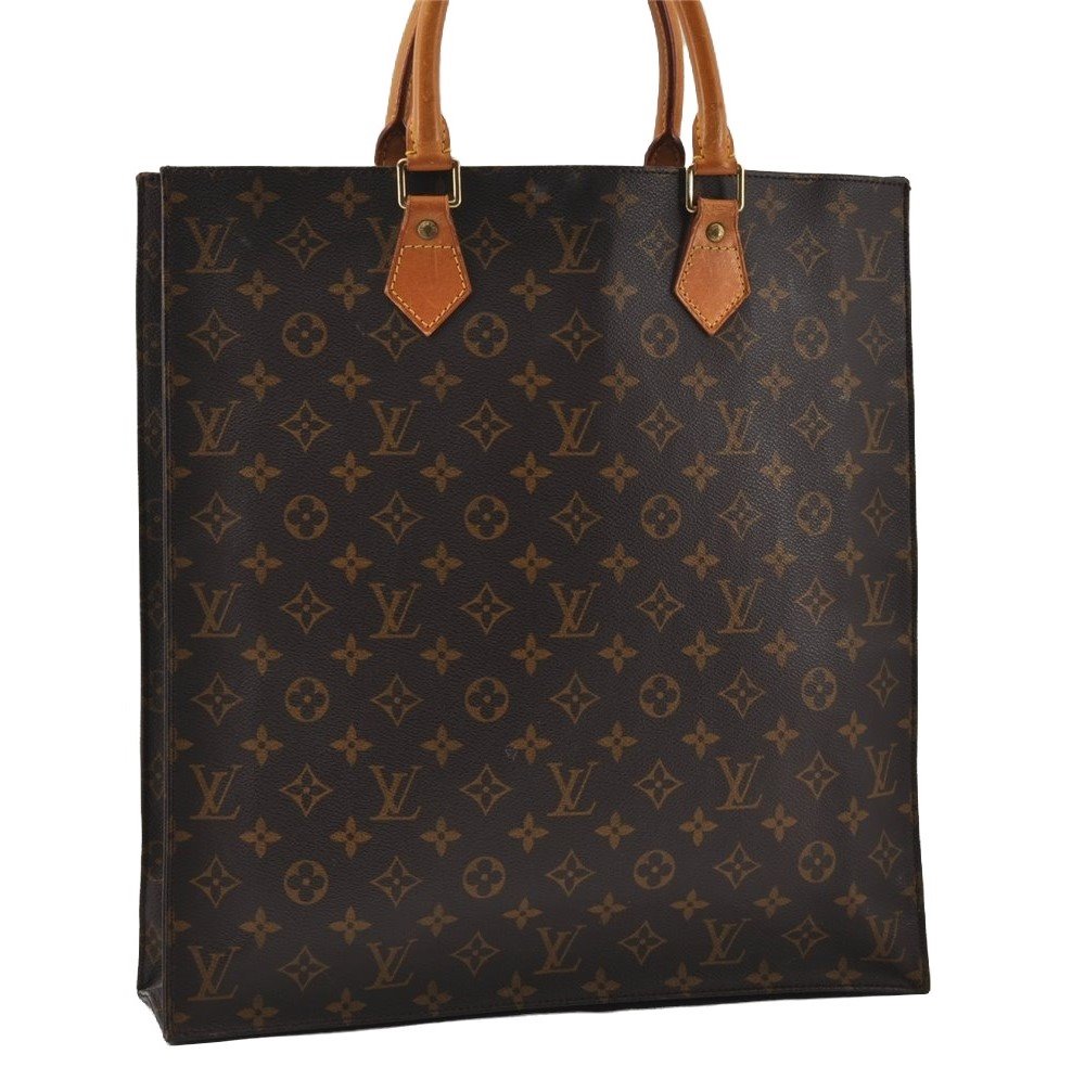 Authentic Louis Vuitton Monogram Sac Plat Hand Tote Bag M51140 LV Junk 4383I