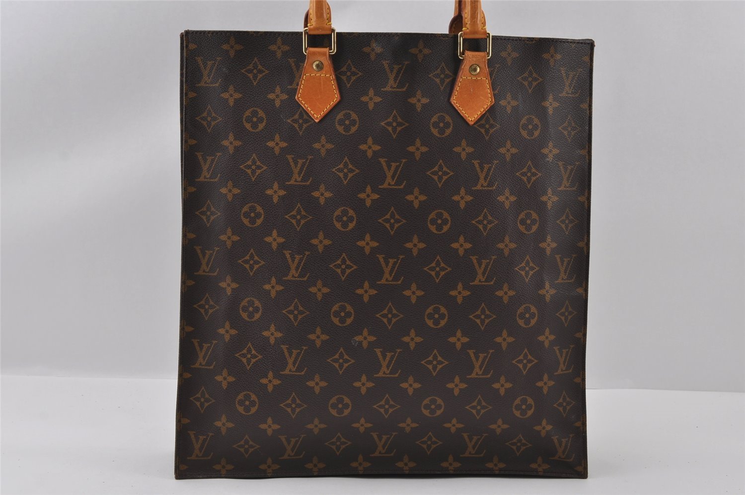 Authentic Louis Vuitton Monogram Sac Plat Hand Tote Bag M51140 LV Junk 4383I