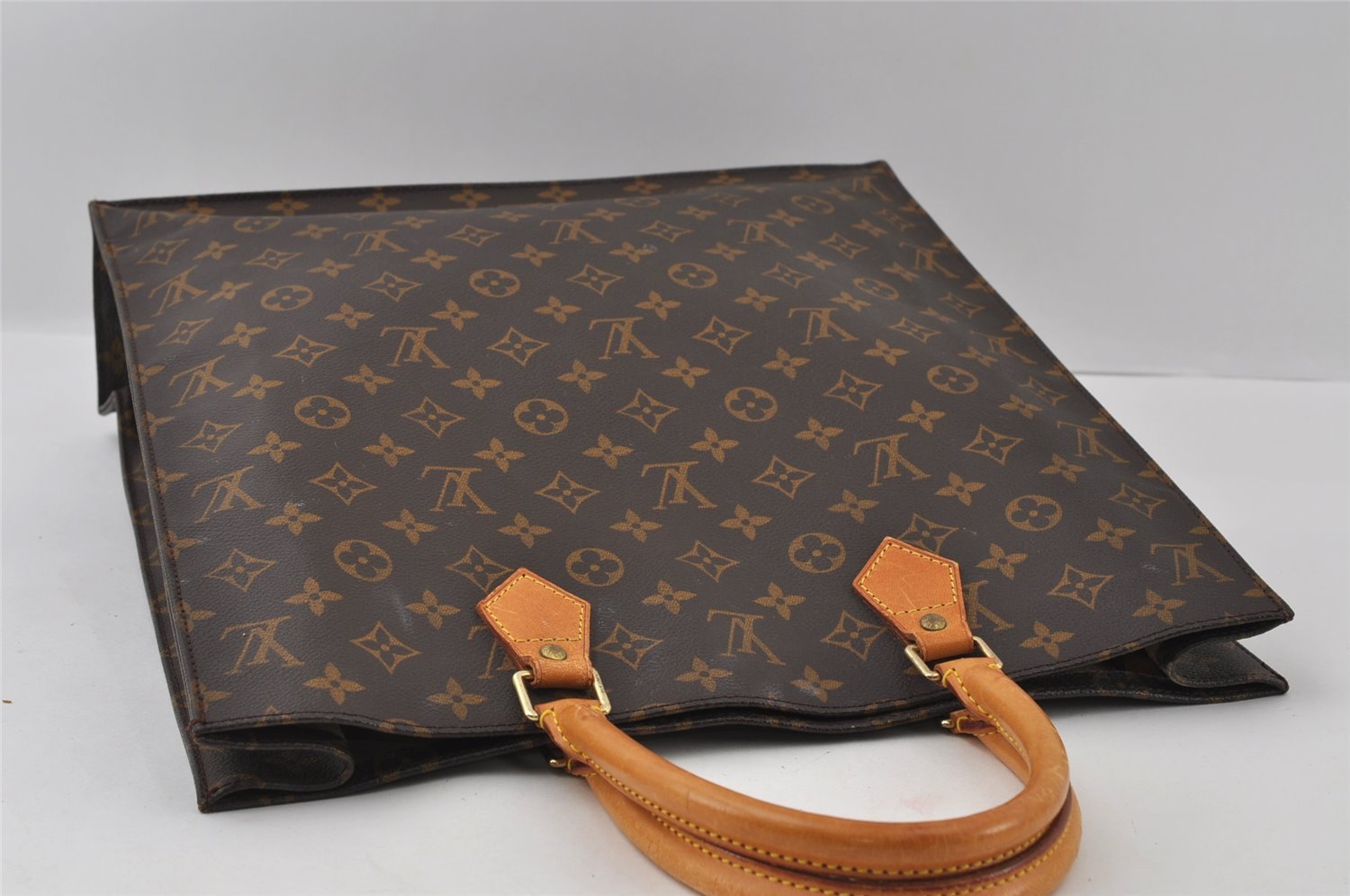 Authentic Louis Vuitton Monogram Sac Plat Hand Tote Bag M51140 LV Junk 4383I