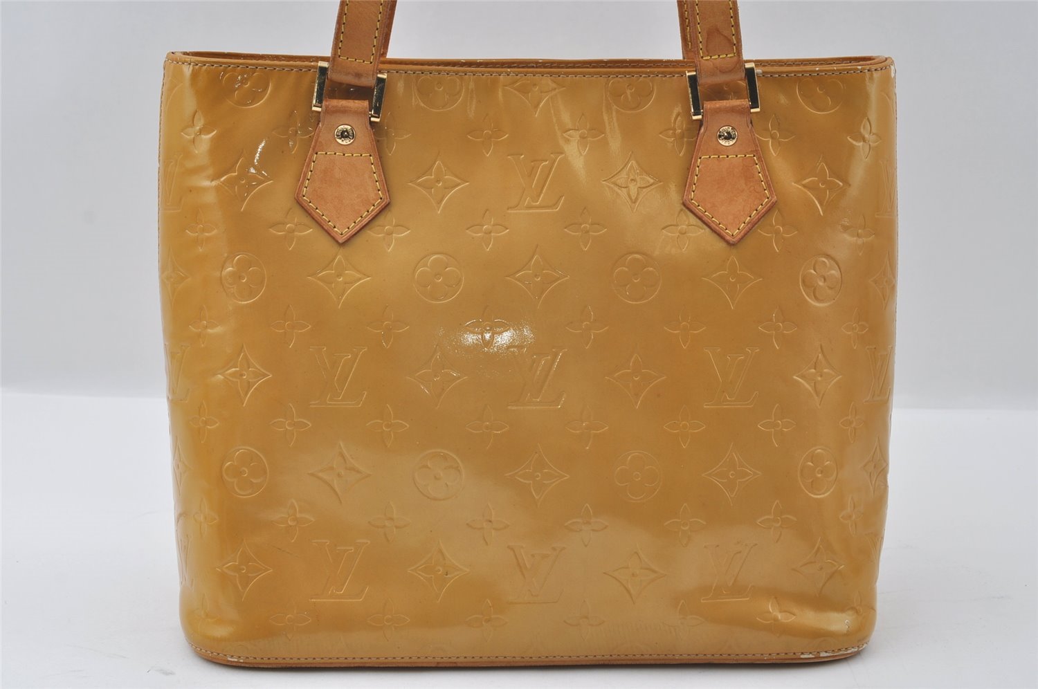 Authentic Louis Vuitton Vernis Houston Shoulder Hand Bag Yellow M91004 LV 4385I