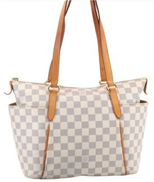 Authentic Louis Vuitton Damier Azur Totally PM Tote Bag White N41280 LV 4386E