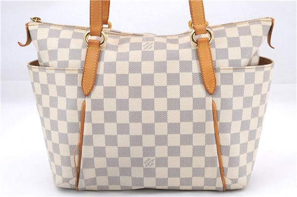 Authentic Louis Vuitton Damier Azur Totally PM Tote Bag White N41280 LV 4386E