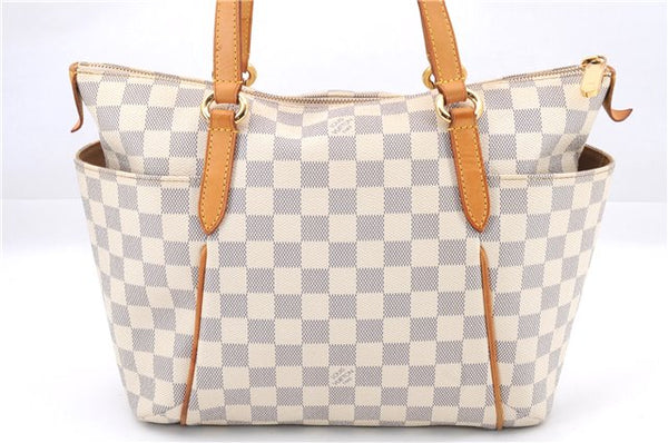 Authentic Louis Vuitton Damier Azur Totally PM Tote Bag White N41280 LV 4386E