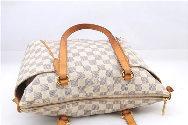 Authentic Louis Vuitton Damier Azur Totally PM Tote Bag White N41280 LV 4386E
