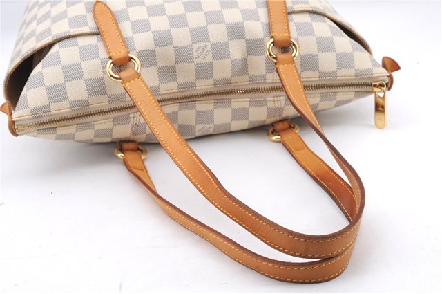 Authentic Louis Vuitton Damier Azur Totally PM Tote Bag White N41280 LV 4386E