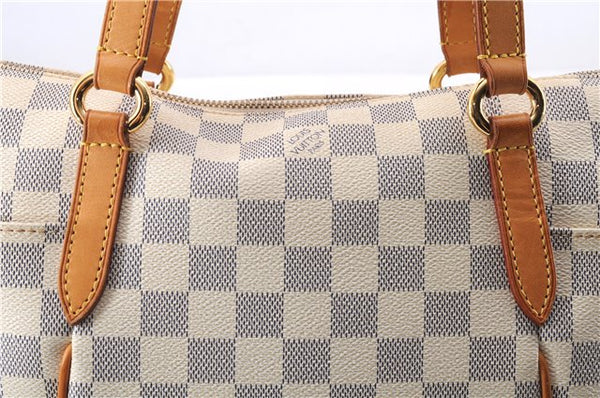 Authentic Louis Vuitton Damier Azur Totally PM Tote Bag White N41280 LV 4386E