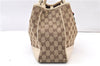 Auth GUCCI Web Sherry Line Princy Tote Bag GG Canvas Leather 163805 Brown 4386F