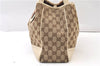 Auth GUCCI Web Sherry Line Princy Tote Bag GG Canvas Leather 163805 Brown 4386F