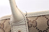 Auth GUCCI Web Sherry Line Princy Tote Bag GG Canvas Leather 163805 Brown 4386F