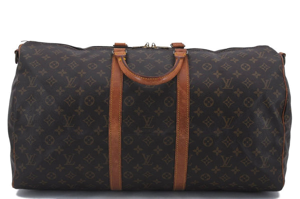 Auth Louis Vuitton Monogram Keepall Bandouliere 55 Boston Bag M41414 LV 4387D