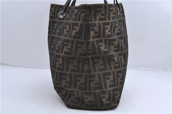 Authentic FENDI Zucca Shoulder Tote Bag Nylon Leather Brown 4390D