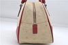 Authentic PRADA Canvas Leather Shoulder Hand Bag Purse Ivory Red 4391D