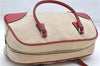 Authentic PRADA Canvas Leather Shoulder Hand Bag Purse Ivory Red 4391D