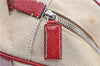 Authentic PRADA Canvas Leather Shoulder Hand Bag Purse Ivory Red 4391D