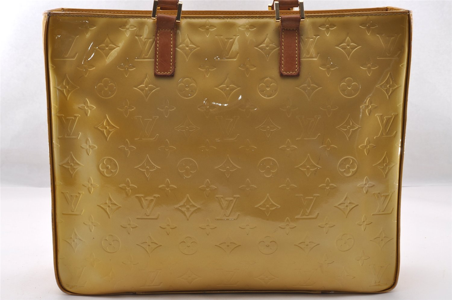 Authentic Louis Vuitton Vernis Columbus Shoulder Tote Bag Yellow M91023 LV 4393I