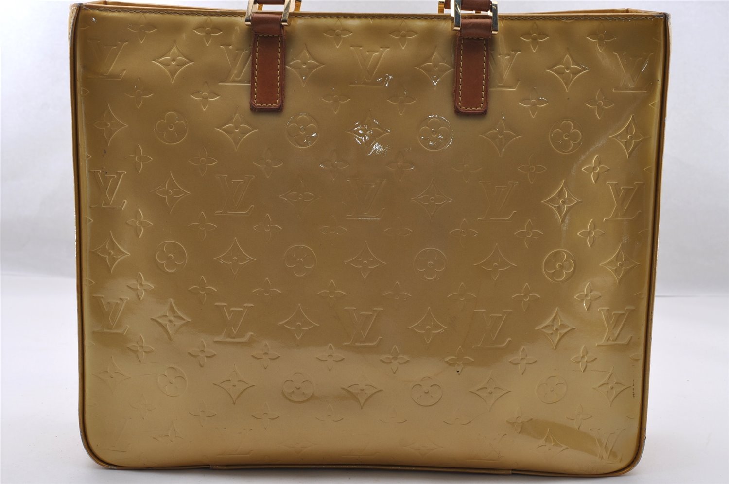 Authentic Louis Vuitton Vernis Columbus Shoulder Tote Bag Yellow M91023 LV 4393I