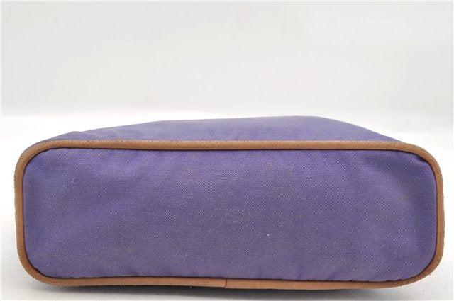 Authentic HERMES Bolide MM Pouch Canvas Leather Purple 4399C