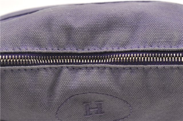 Authentic HERMES Bolide MM Pouch Canvas Leather Purple 4399C