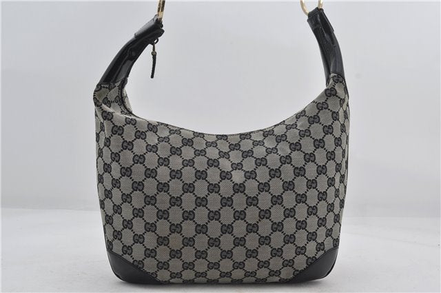 Authentic GUCCI Shoulder Hand Bag GG Canvas Enamel 0014157 Black 4401E
