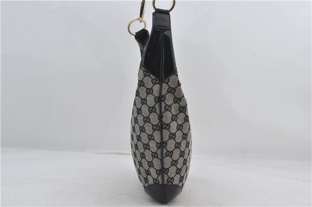 Authentic GUCCI Shoulder Hand Bag GG Canvas Enamel 0014157 Black 4401E