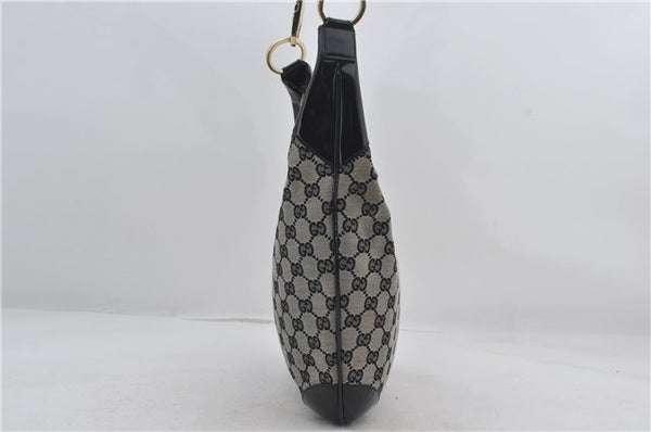 Authentic GUCCI Shoulder Hand Bag GG Canvas Enamel 0014157 Black 4401E