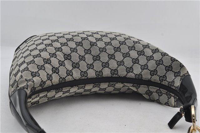 Authentic GUCCI Shoulder Hand Bag GG Canvas Enamel 0014157 Black 4401E