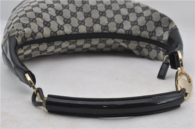 Authentic GUCCI Shoulder Hand Bag GG Canvas Enamel 0014157 Black 4401E