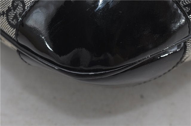 Authentic GUCCI Shoulder Hand Bag GG Canvas Enamel 0014157 Black 4401E