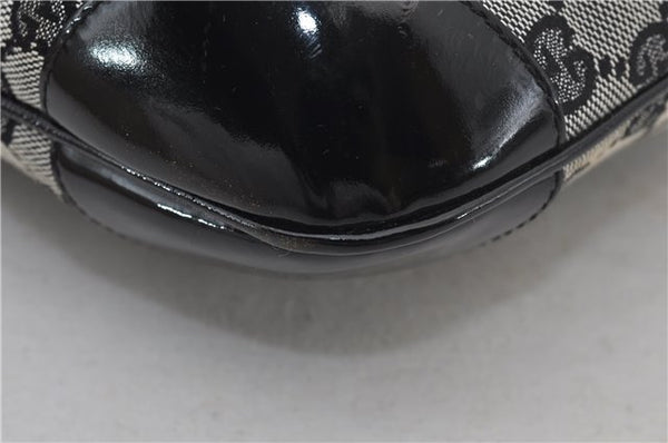 Authentic GUCCI Shoulder Hand Bag GG Canvas Enamel 0014157 Black 4401E