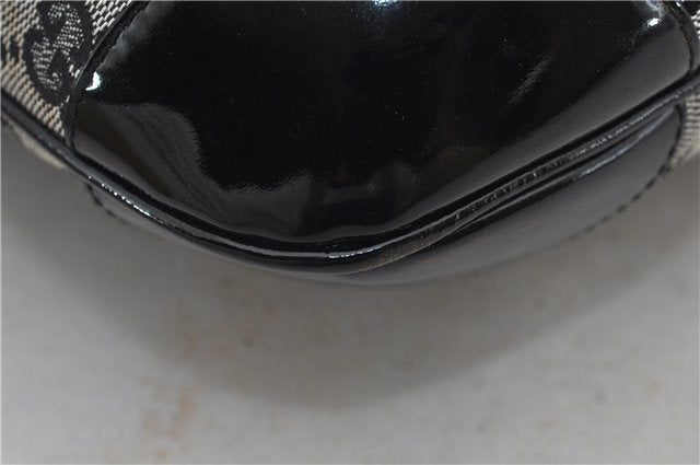Authentic GUCCI Shoulder Hand Bag GG Canvas Enamel 0014157 Black 4401E