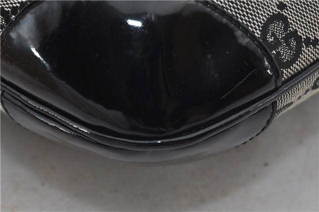 Authentic GUCCI Shoulder Hand Bag GG Canvas Enamel 0014157 Black 4401E