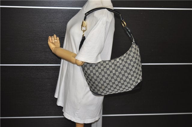 Authentic GUCCI Shoulder Hand Bag GG Canvas Enamel 0014157 Black 4401E
